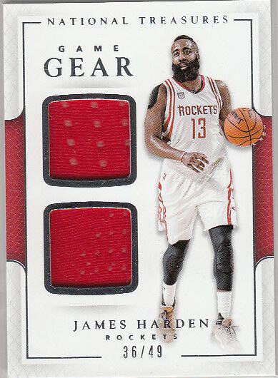 nba球星卡 panini 火箭队 詹姆斯 哈登 国宝限量双球衣卡