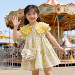 女童夏季洋气连衣裙宝宝碎花裙2026新款夏装3岁小女孩公主裙子