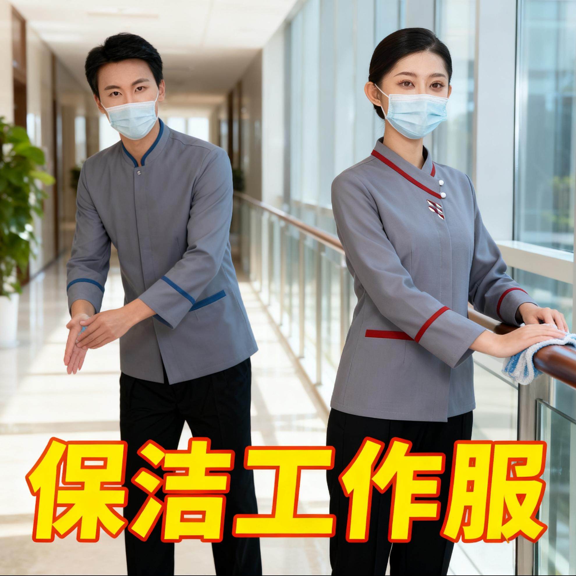 保洁员工作服秋冬装男女酒店宾馆客房物业售楼部阿姨清洁工装长袖