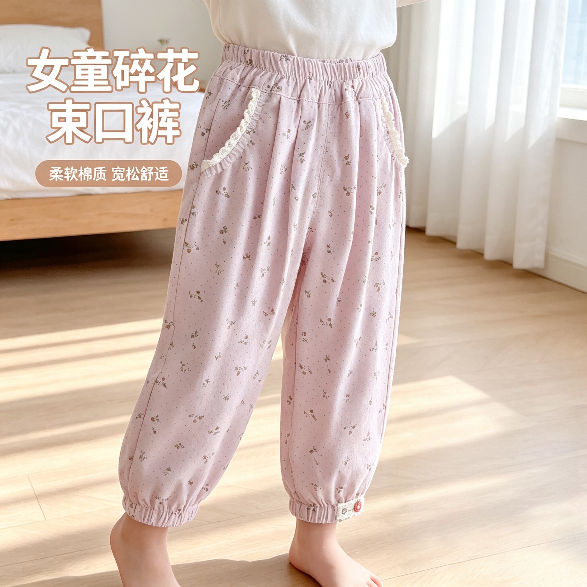 女童韩系碎花休闲裤26春秋新款裤子