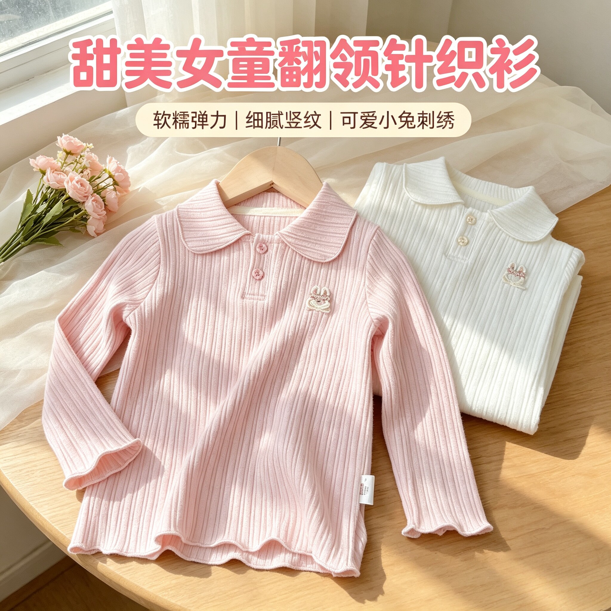 女童娃娃领打底衫春秋装新款儿童长袖T恤薄款洋气女宝宝翻领上衣图片
