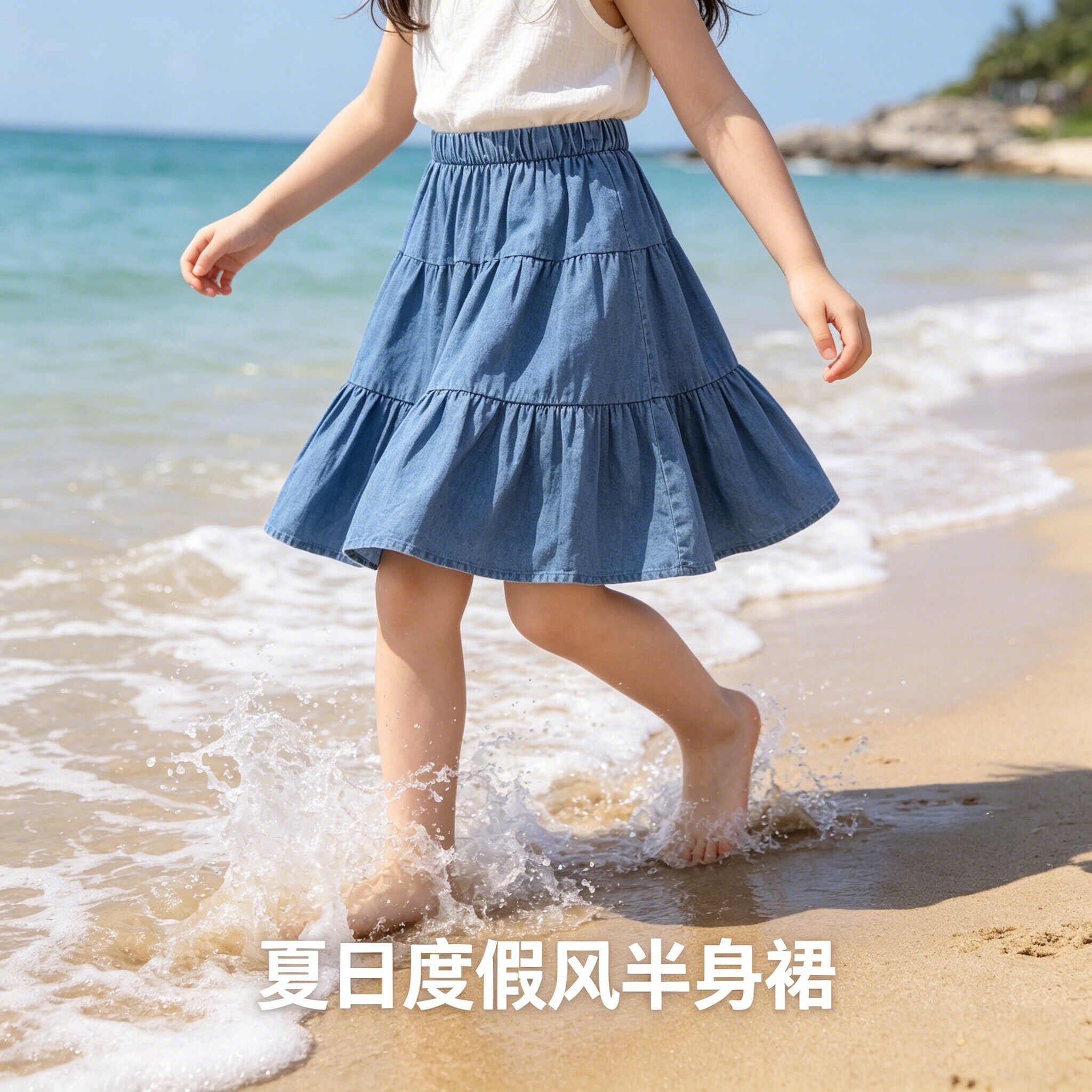 女童半身裙夏季新款儿童百搭中长半身裙