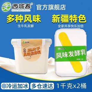 2风味发酵乳 1kg 新疆西域春酸奶奶皮子桶装 酸奶饭盒酸奶组合装