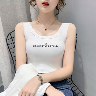 打底衫 纯棉吊带背心女春夏季 遮副乳裸感内搭无袖 螺纹修身 上衣 新款