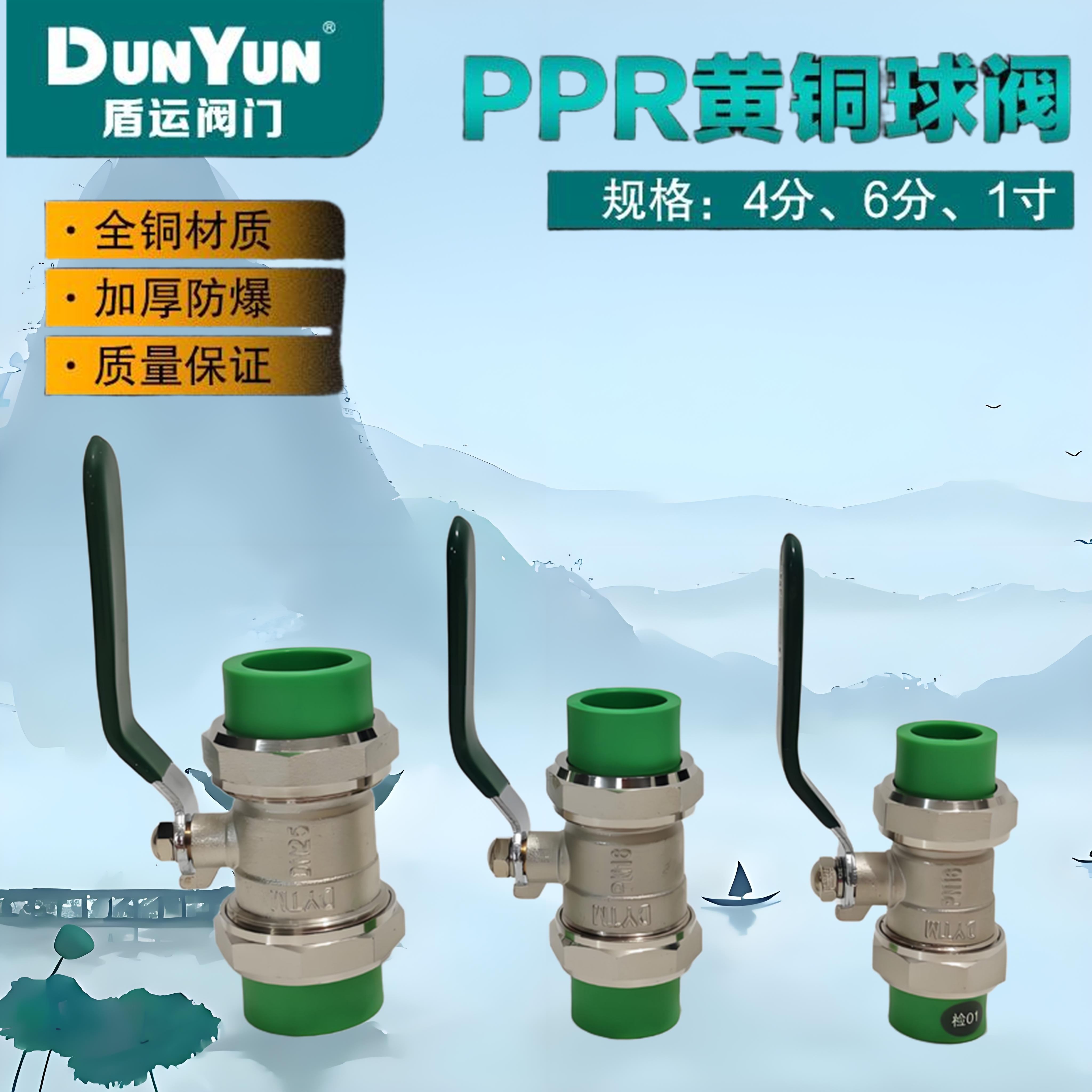 盾运全铜热熔净水双活接PPR球阀
