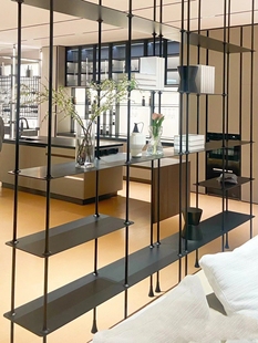 铝合金圆管置物架顶天立地悬挂式立柱极简金属书架吊杆支撑杆可裁