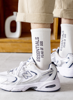 ADCACRORR潮牌袜子男士春夏季长袜纯棉男袜白色篮球运动中筒袜男