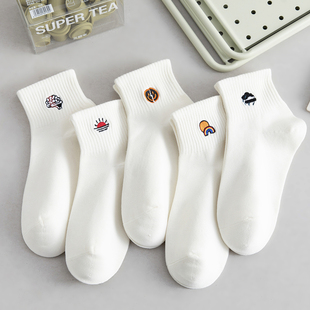 白色无骨缝合运动低帮潮牌长袜子 薄款 ADCACRORR男士 短袜纯棉夏季