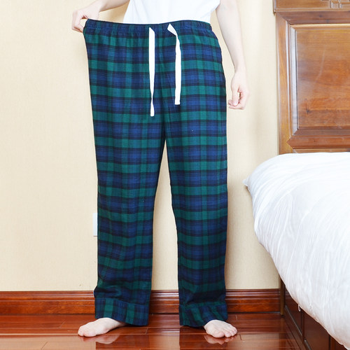 格子家居裤纯棉情侣加长版