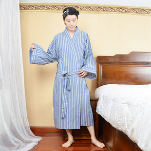 欧美男人特大码男士睡袍纯棉梭织中袖系带浴袍春夏秋冬薄款晨袍男