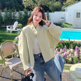 外套女立领蝙蝠袖 韩系百搭休闲短款 宽松口袋夹克上衣 新款 2025春装