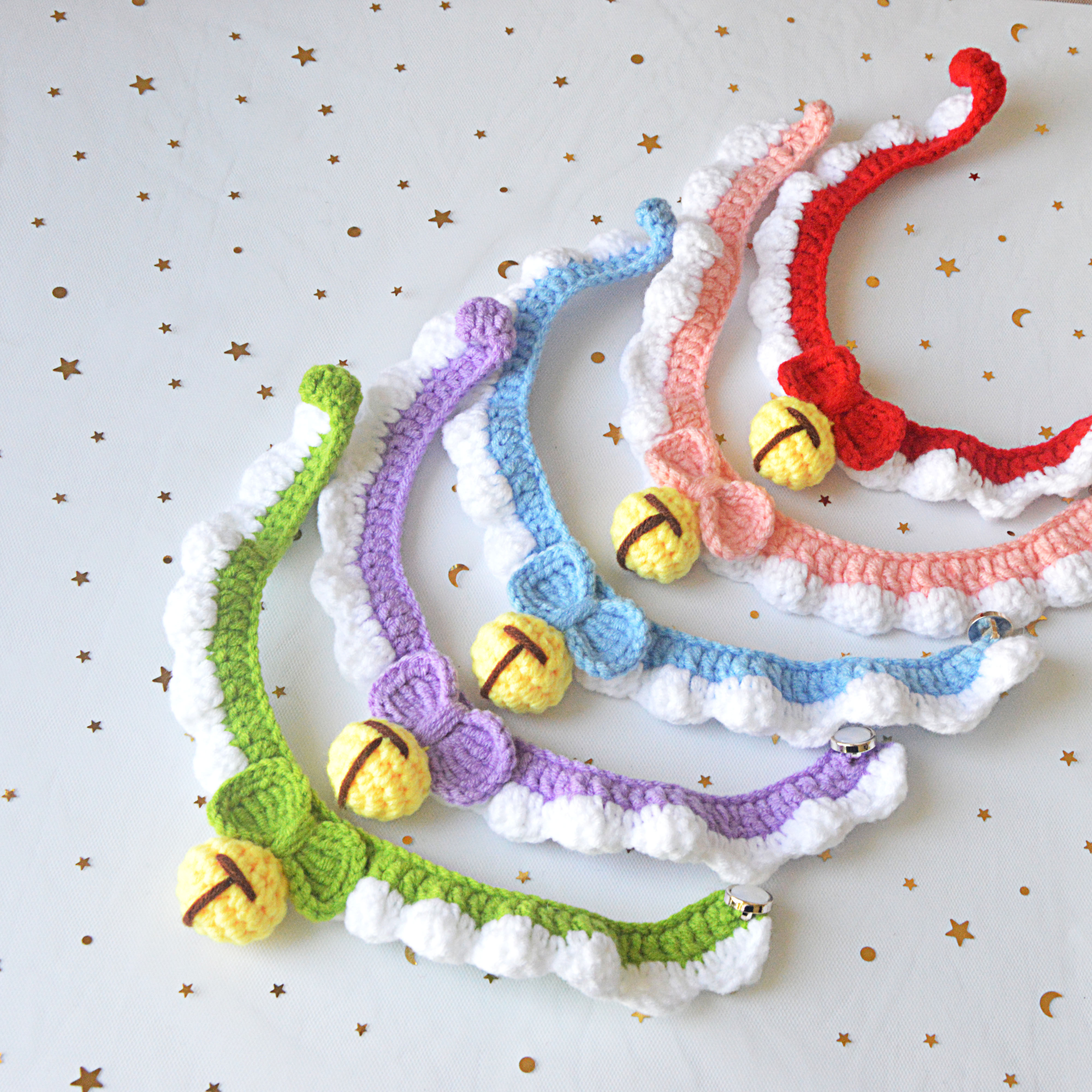 一件包邮无声铃铛宠物项圈毛线编织猫咪狗狗蝴蝶结假领围脖饰品