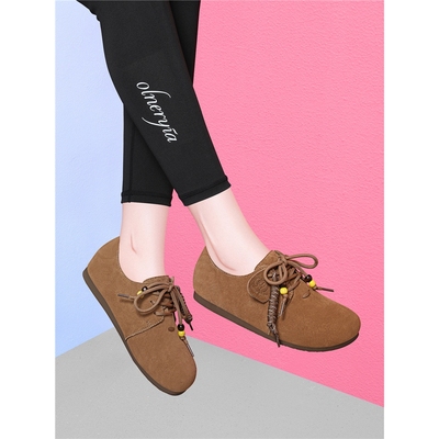 平底全包勃肯鞋女款2025年秋季新款鞋子复古系带舒适休闲鞋旅游鞋