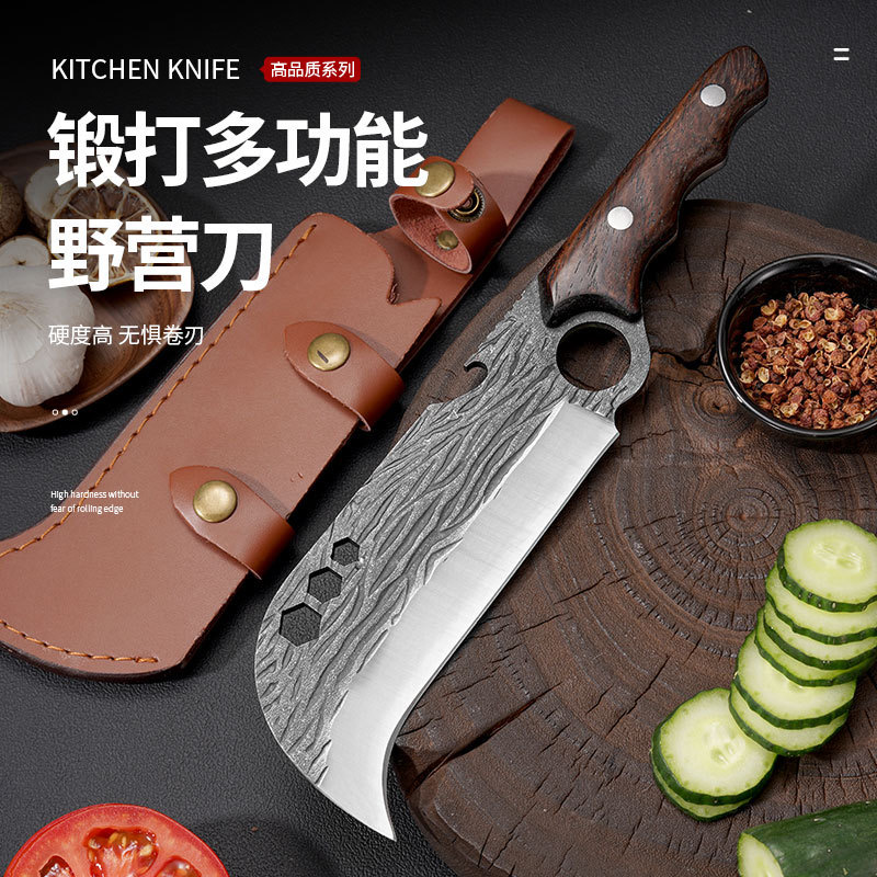 龙泉手工锻打农用小镰刀户外锋利砍柴刀野钓便捷开路刀商用榴莲刀
