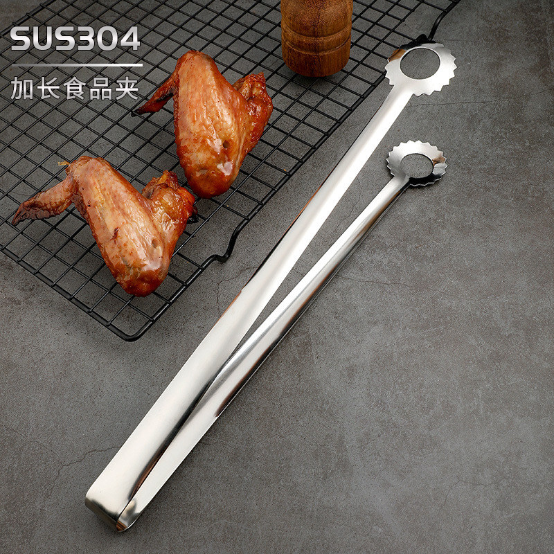 304不锈钢食品夹子烧烤夹家用厨房面包夹子牛排夹烤肉油炸熟食夹
