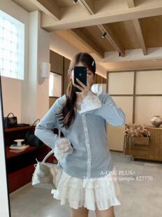 AONE家827770#蕾丝花边上衣 SM 蓝