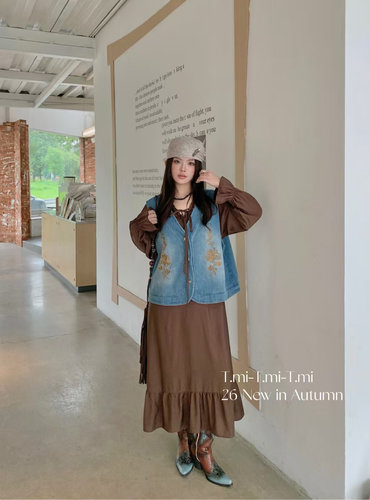 Tmi家27535#牛仔外套+连衣裙 兰色 M L