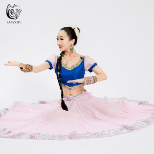 依曼印度舞女装宝莱坞金边大摆裙楞哈旁遮蔽库尔塔纱丽安娜百搭款