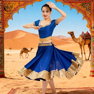 依曼印度舞女装大摆宽金边短裙团购演出服成人楞哈纱丽百搭款