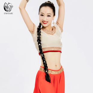 依曼印度上衣女楞哈修身经典短款精美花边印巴民族风服装服饰搭配