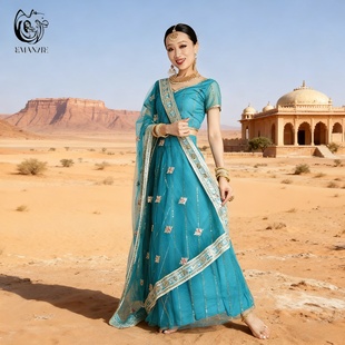 依曼之舞异域风情印度舞服装民族风舞蹈服纱丽上衣大摆裙楞哈套装