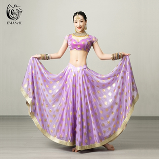 依曼异域风情印度舞民族风舞蹈服库尔塔纱丽上衣大摆裙套装H1115