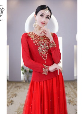 E2661依曼异域风情上衣长袖珠绣印度舞服传统民族风夏季新品表演