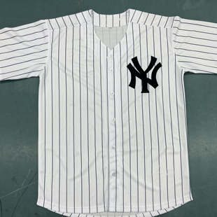 洋基队白色条纹99号山德森·基特高端热压棒球球衣球服可个性定制