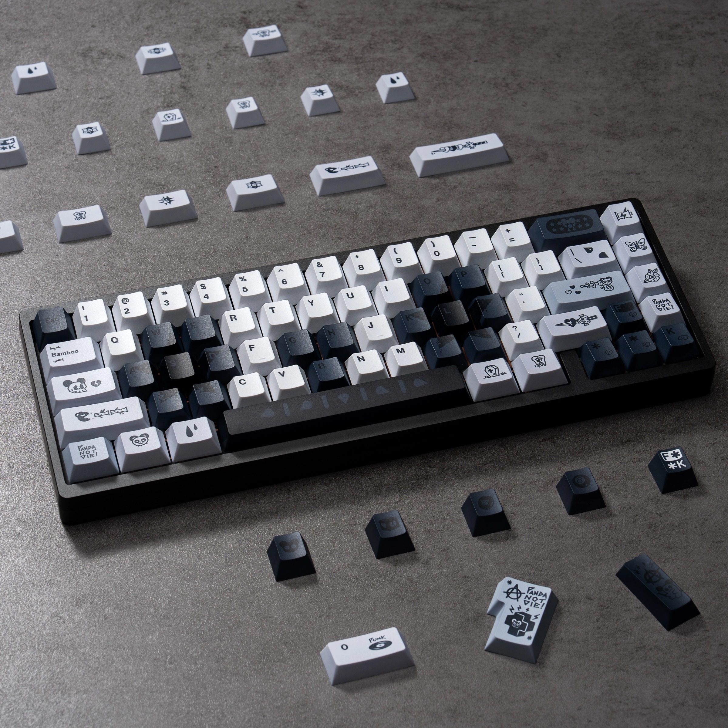 佩森丨叛逆熊猫键帽 五面热升华原厂高度适配机械键盘磁轴