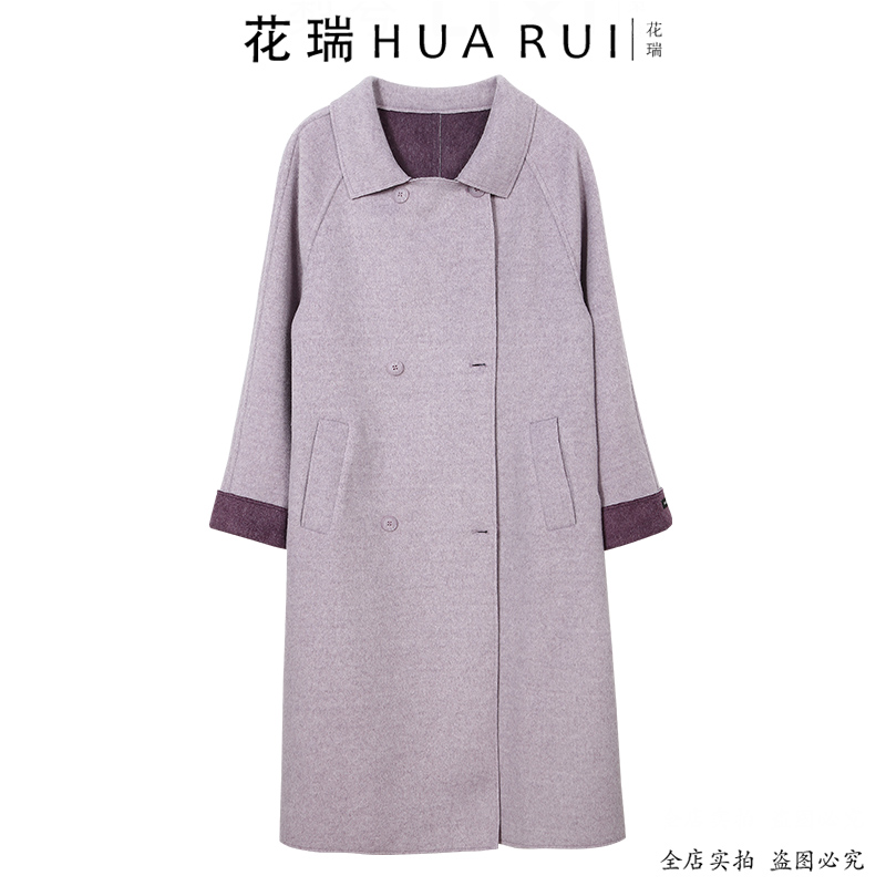 商场专柜同款高级气质感双面羊毛呢大衣女冬季毛呢外套遮肉显瘦