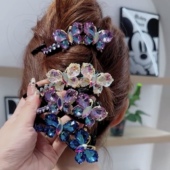 网红爆款 高级感比翼双飞炫彩蝴蝶抓夹后脑勺盘发扭扭夹发夹头饰女