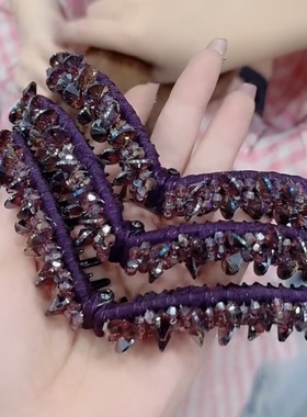 高档水晶香蕉夹头饰女缠布大号马尾夹带齿防滑竖夹高级感百搭夹子