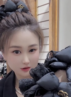 韩系芭蕾风黑丝绒发圈女慵懒风丸子头超大号气质海绵立体蝴蝶结款