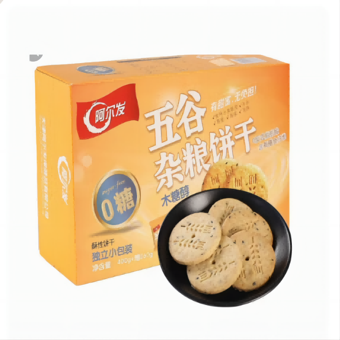 2025新品阿尔发五谷杂粮饼干400+260g无蔗糖木糖醇糖尿人酥性
