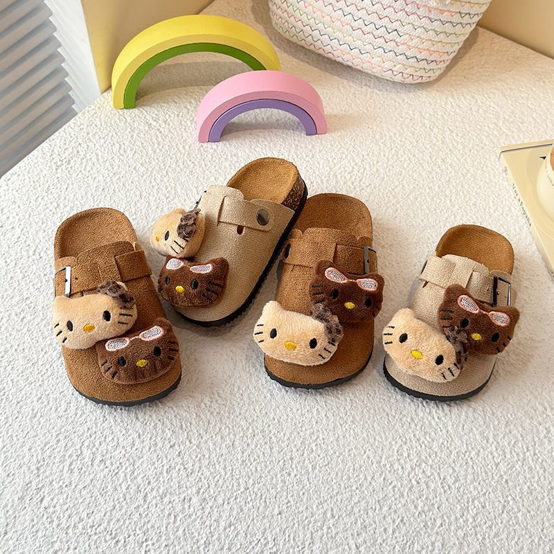 卡通可爱凯蒂猫勃肯包头半拖鞋女外穿2025秋季新款厚底增高穆勒鞋