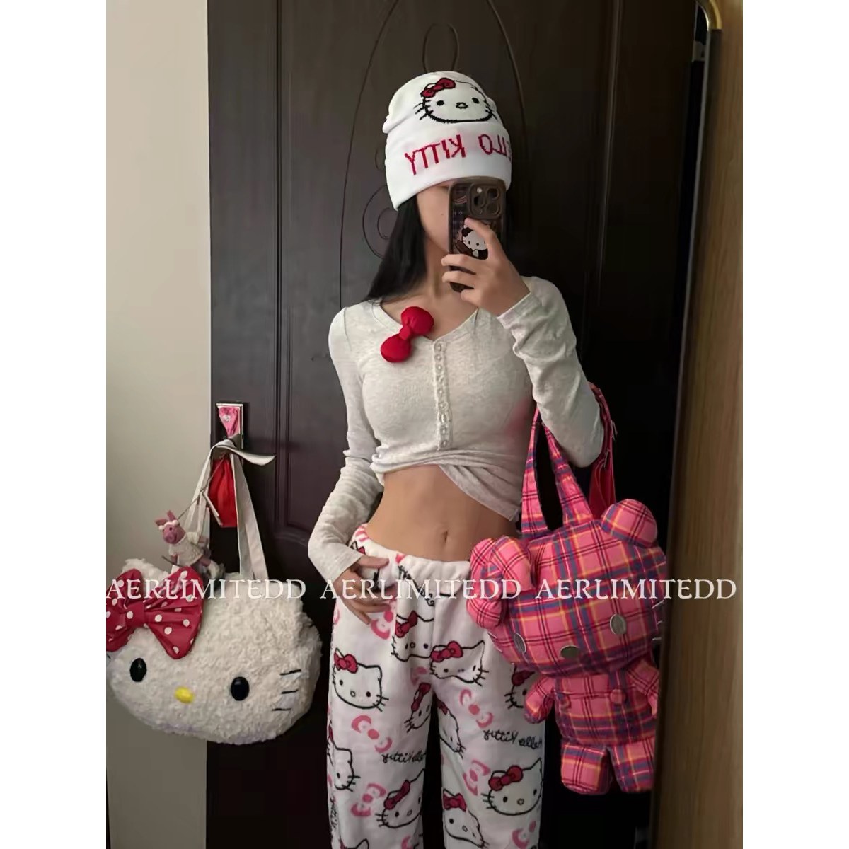 马来西亚热销款希音Temu亚马逊TK外贸贴标家居HelloKitty休闲睡裤