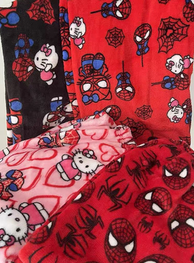蜘蛛侠hellokitty法兰绒睡裤女孩可爱kt甜美辣妹Y2K居家服遛弯裤