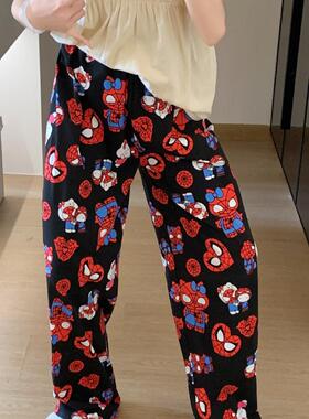 Y2K不撞款蜘蛛侠减龄外穿休闲裤夏季薄款宽松甜妹居家遛弯长裤女