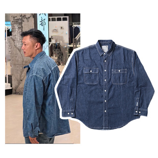 现货 余文乐同款 成都限定牛仔长袖衬衫秋冬薄款外套水洗做旧宽松