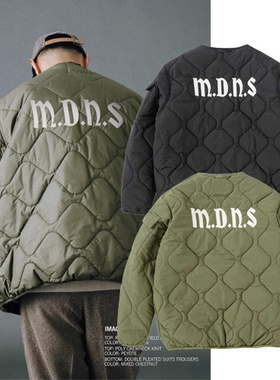 MADNESS 余文乐同款加厚棉服立领宽松绗线刺绣保暖外套青年棉衣