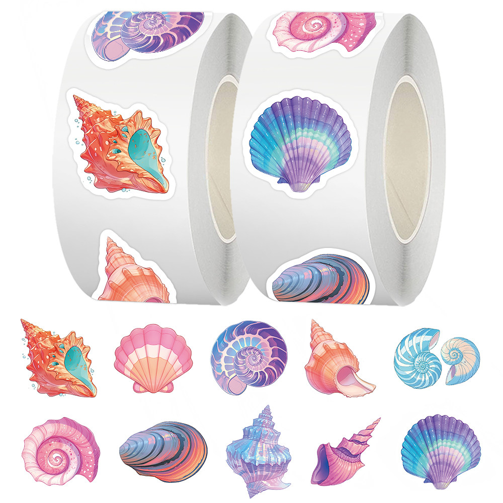 1000贴卡通彩绘海螺贝壳卷卷贴ins高颜值小清新封口贴画diy桌面,文具电教/文化用品/商务用品,贴纸/立体贴纸,淘宝优惠券,粉丝福利购,淘宝优惠卷