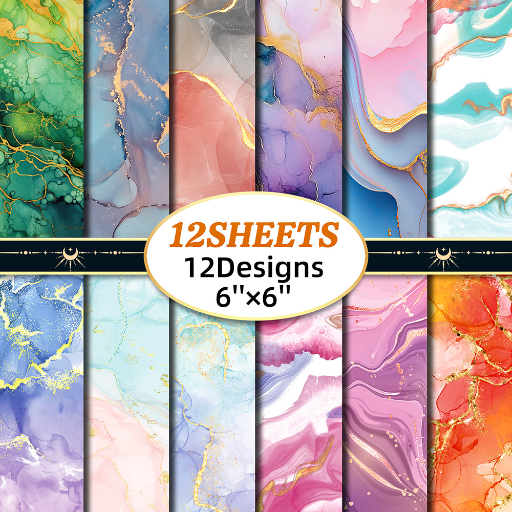 24张大理石鎏金素材包ins风晕染鎏金小清新背卡咕卡DIY背景打底纸