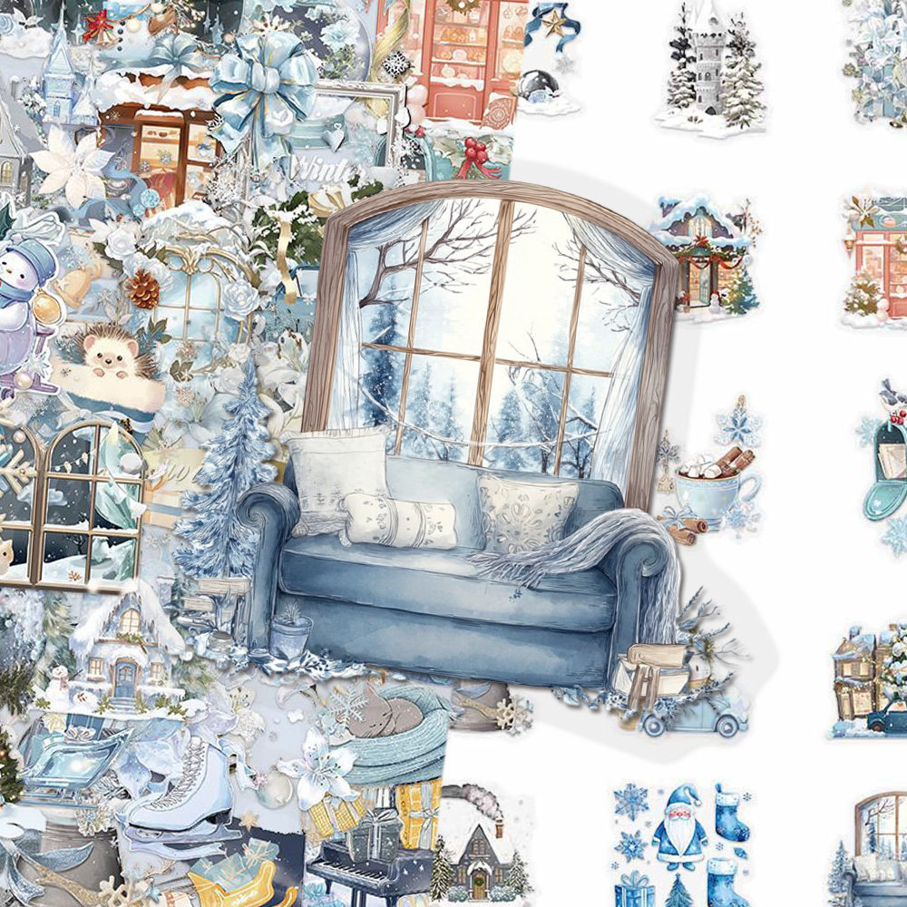 100张冬日水彩PET贴纸ins风小清新高颜值氛围感卡通装饰水杯,玩具/童车/益智/积木/模型,贴纸,淘宝优惠券,粉丝福利购,淘宝优惠卷