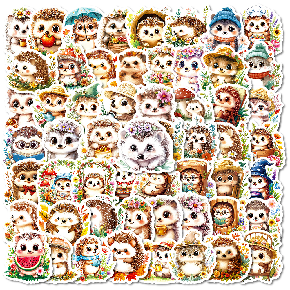 112张刺猬贴纸可爱精美动物彩绘插画素材diy手机平板装饰防水自粘