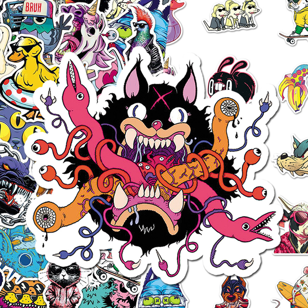 100张酷动物贴纸ins创意卡通小众怪异涂鸦装饰贴画diy手机壳桌面,文具电教/文化用品/商务用品,贴纸/立体贴纸,淘宝优惠券,粉丝福利购,淘宝优惠卷
