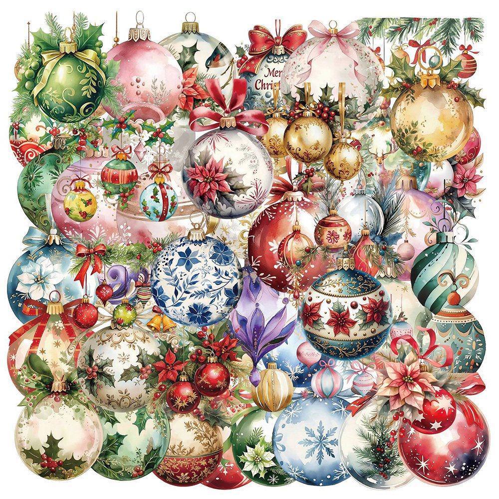 100张圣诞铃铛PET贴纸ins风精美彩绘装饰素材diy手账笔记本,玩具/童车/益智/积木/模型,贴纸,淘宝优惠券,粉丝福利购,淘宝优惠卷