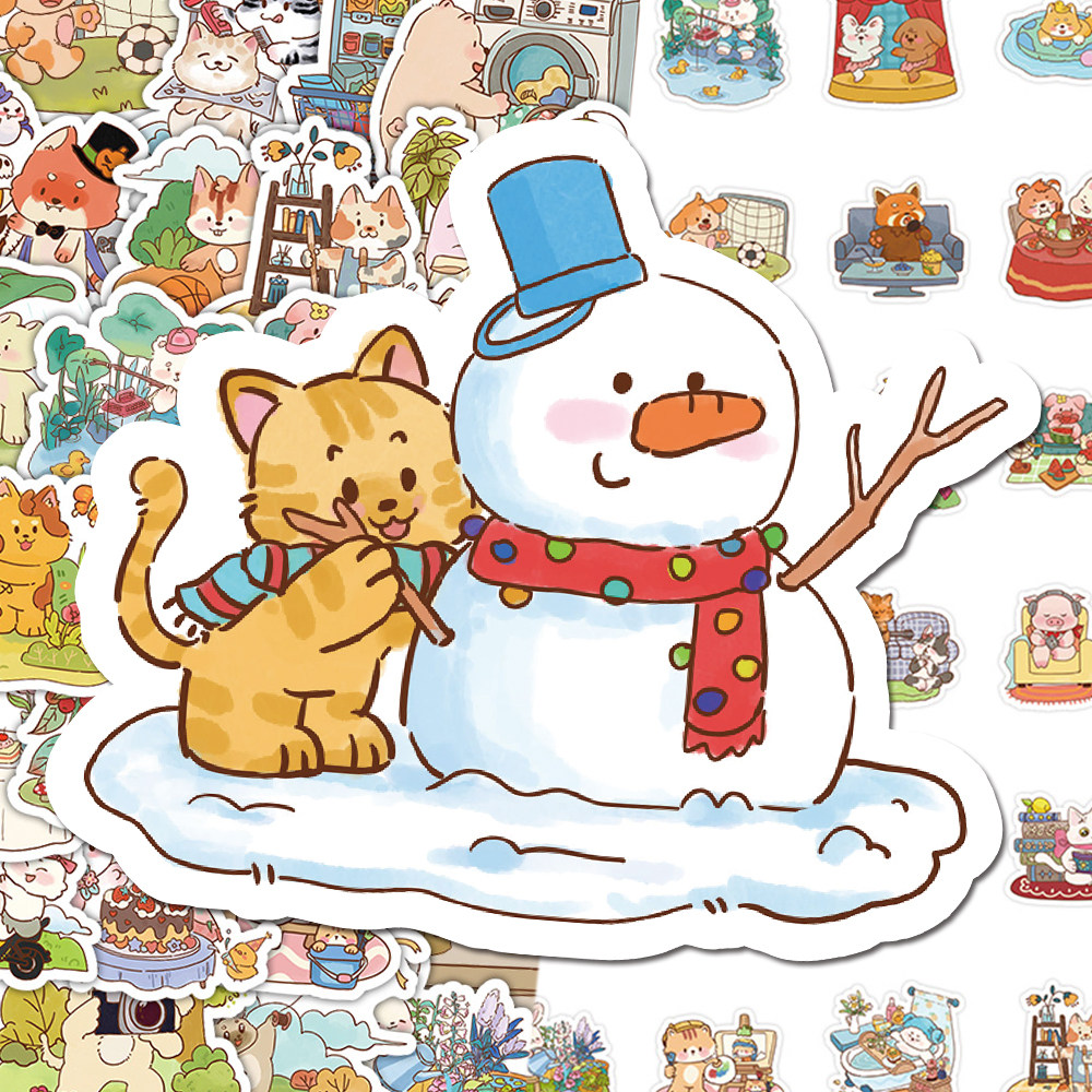 120张小动物的一天贴纸可爱萌物日常出游居家小插画diy装饰素材贴,玩具/童车/益智/积木/模型,贴纸,淘宝优惠券,粉丝福利购,淘宝优惠卷