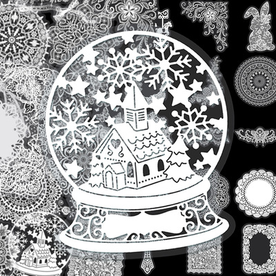 100张蕾丝花边透明pet贴纸韩系ins风高颜值手帐本手机壳背卡贴画