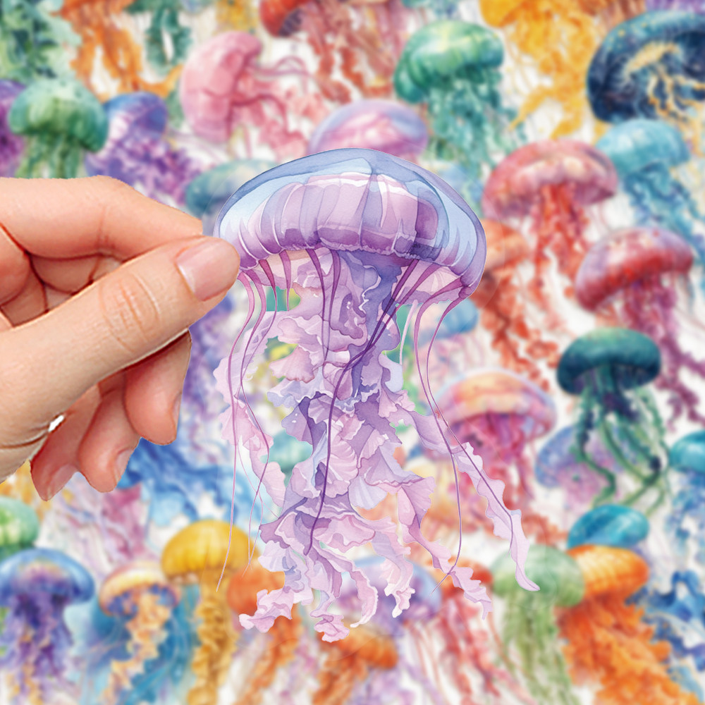 100张水母PET贴纸ins创意彩绘小清新海底生物涂鸦手帐桌面贴画,玩具/童车/益智/积木/模型,贴纸,淘宝优惠券,粉丝福利购,淘宝优惠卷