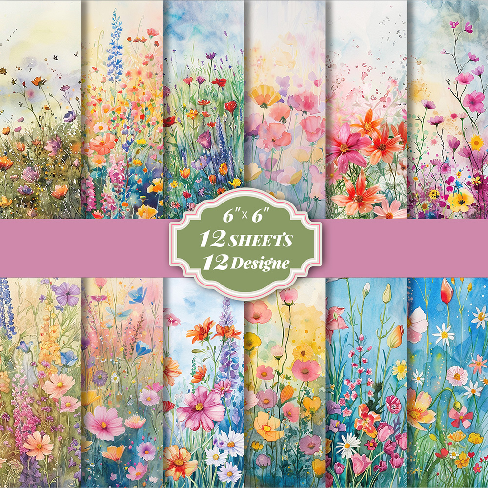 24张彩色小花素材包ins高颜值花卉手工素材纸diy手账包装无粘性